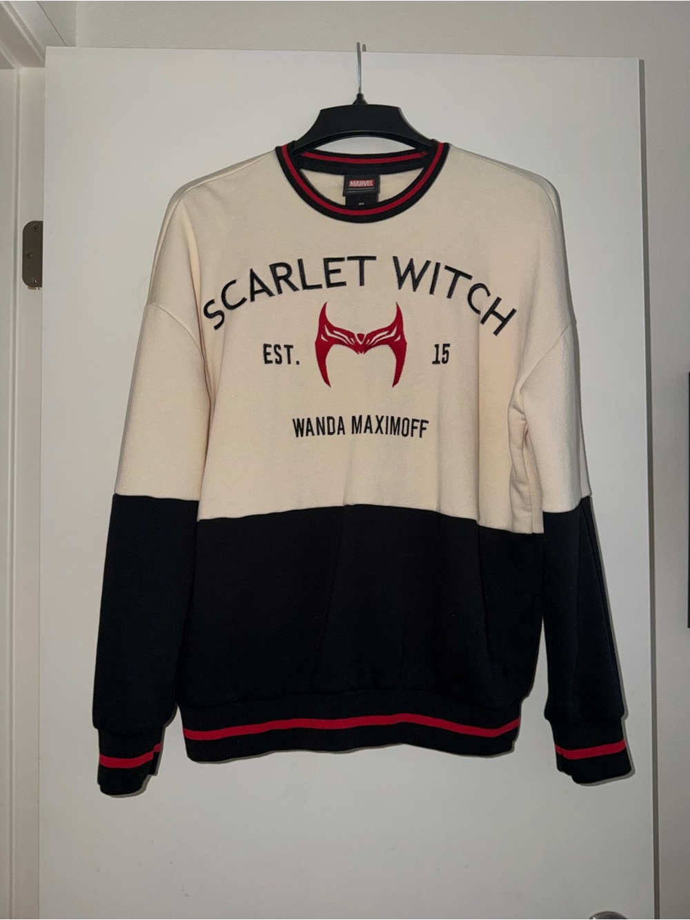 Disney Marvel Scarlet Witch Spirit Jersey Crewneck Sweater - White, Black & Red